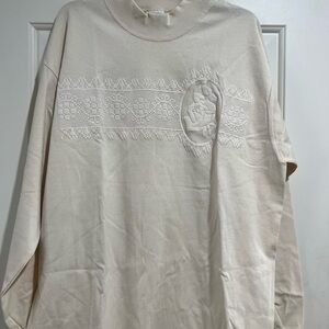 Cream Long Sleeve Top with rose detail